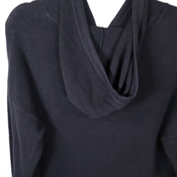 Michael Kors Waffle Knit Pullover Hoodie Sweater Black, Size Medium Lightweight - Picture 8 of 9